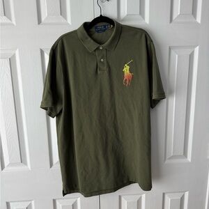 Polo Ralph Lauren Polo Shirt | XL | Olive Green | Yellow-Orange Pony Logo